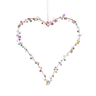 Percha de metal corazón con piedras, 25 x 1 x 25 cm, multicolor, 814501