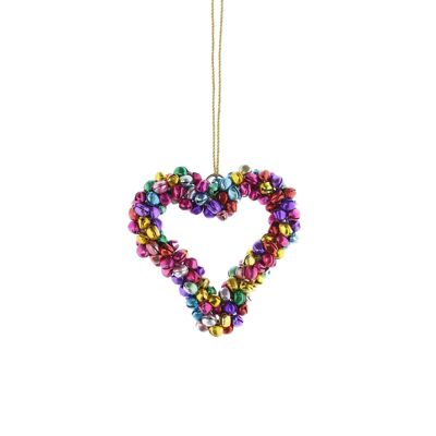Colgante de metal corazón m.Campana, 9 x 1 x 9 cm, multicolor, 814532