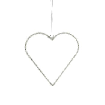 Coeur de suspension en métal avec paillettes, 16 x 0,5 x 15 cm, argent, 814600 1