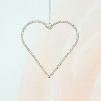 Coeur de suspension en métal avec paillettes, 16 x 0,5 x 15 cm, argent, 814600 2