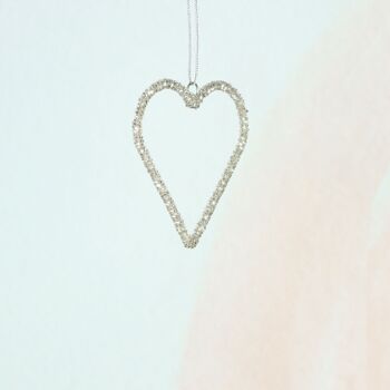 Coeur de suspension en métal avec paillettes, 11 x 0,3 x 10 cm, argent, 814624 2
