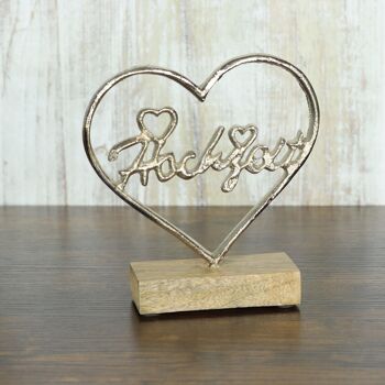 Mariage coeur en aluminium, 14 x 2,5 x 15 cm, argent, 814983 2