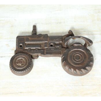 Tracteur ouvre-bouteille en fer, 19,5 x 2,5x14,3 cm, marron foncé, 815393 2