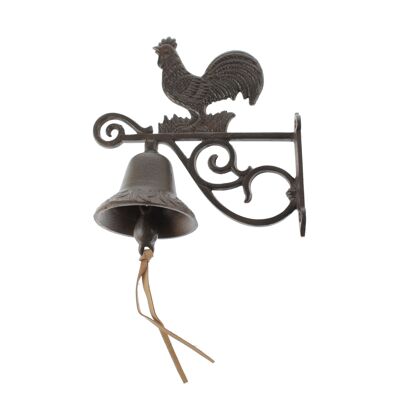 Cast iron wall bell Rooster, 19 x 9 x 21 cm, dark brown, 815430
