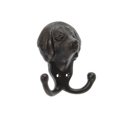 Cast iron wall hook dog head, 12 x 5.5 x 10.5cm, dark brown, 815447