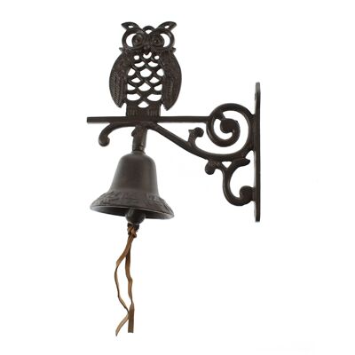 Cast iron owl with bell, 18.5 x 9 x 22 cm, dark brown, 815508