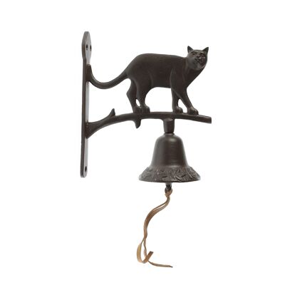 Cast iron cat with bell, 18.5 x 9 x 21 cm, dark brown, 815515