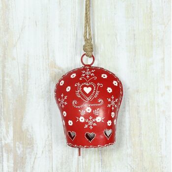 Cintre en métal motif coeur cloche, 19 x 8 x 21 cm, rouge/blanc, 816345 2