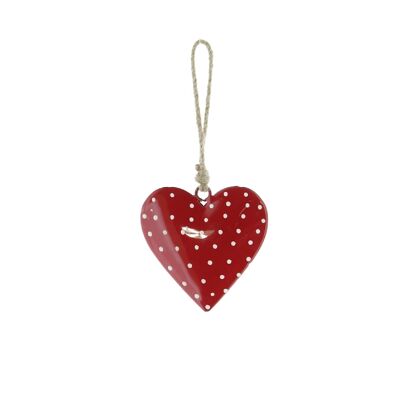 Metal hanger heart dotted, 11 x 10 x 2 cm, red/white, 816444