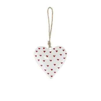 Pendentif en métal coeur m.Motif cœur, 11 x 10 x 2 cm, blanc/rouge, 816468 1