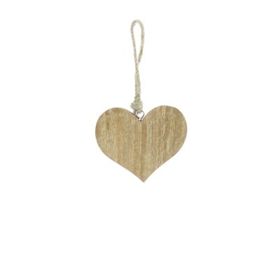 Wooden hanger heart on ribbon, 9.5 x 1 x 9 cm, brown, 816536