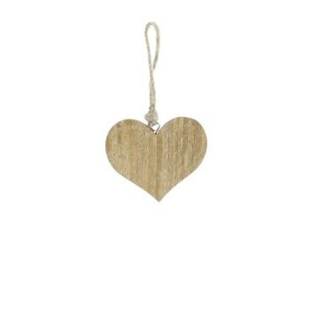 Cintre en bois cœur sur ruban, 9,5 x 1 x 9 cm, marron, 816536 1