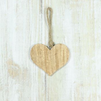 Cintre en bois cœur sur ruban, 9,5 x 1 x 9 cm, marron, 816536 2