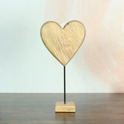 Wooden heart on foot e.g.Places, 17.5 x 7 x 35 cm, brown, 816567