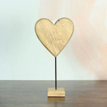 Coeur en bois à pied par ex.Places, 17,5 x 7 x 35 cm, marron, 816567