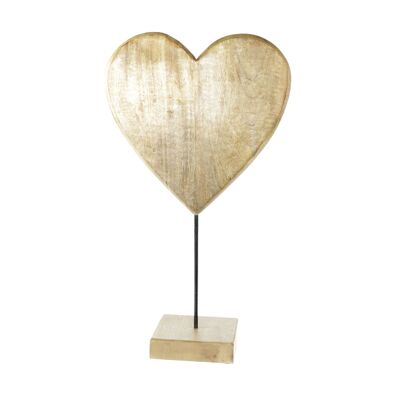 Wooden heart on foot e.g.Places, 34 x 34 x 58 cm, brown, 816581