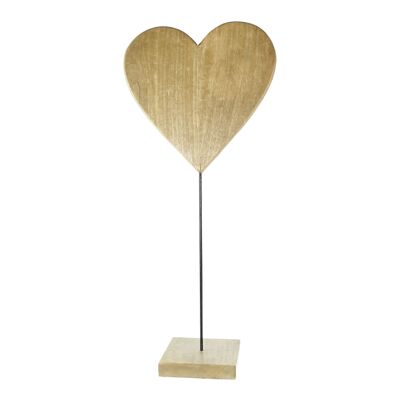 Wooden heart on foot e.g.Positions, 40 x 40 x 90 cm, brown, 816598