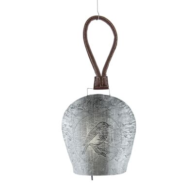 Oiseau cloche pendentif en métal., 21 x 8 x 23 cm, argent, 816628