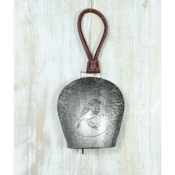 Oiseau cloche pendentif en métal., 21 x 8 x 23 cm, argent, 816628 2
