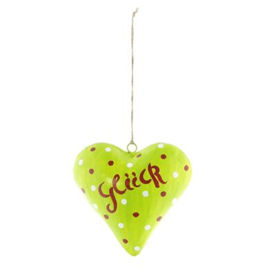 Metal hanger heart happiness, 17 x 7 x 18 cm, green/red, 816666