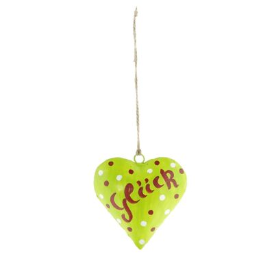 Metal hanger heart happiness, 12 x 4 x 13 cm, green/red, 816673