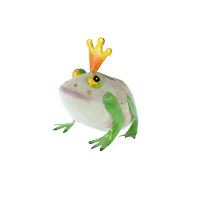 Metal frog prince wooden body, 14 x 11 x 13 cm, green, 816710
