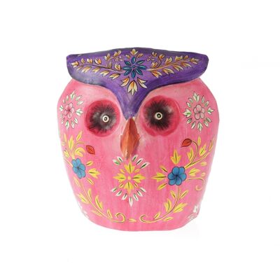 Metal money box owl, 23 x 20 x 26 cm, pink, 816789