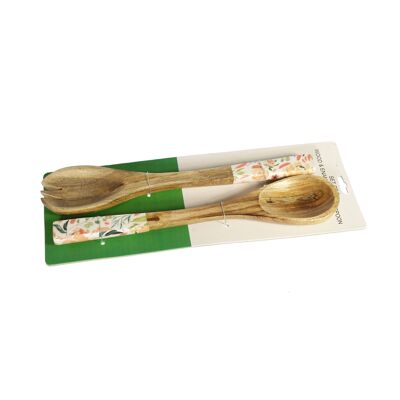 Posate da insalata in legno di mango, 34 x 7 x 2 cm, arancione, 817052