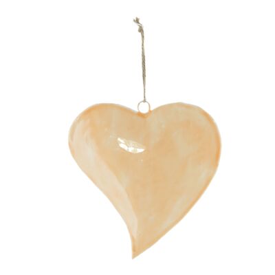 Metal hanger heart curved, 21 x 1.5 x 20 cm, orange, 817397