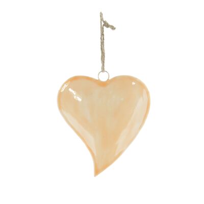 Metal hanger heart curved, 15 x 1.5 x 14 cm, orange, 817403
