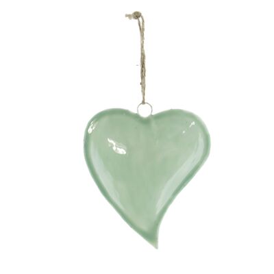 Metal hanger heart curved, 15 x 1.5 x 14 cm, green, 817434