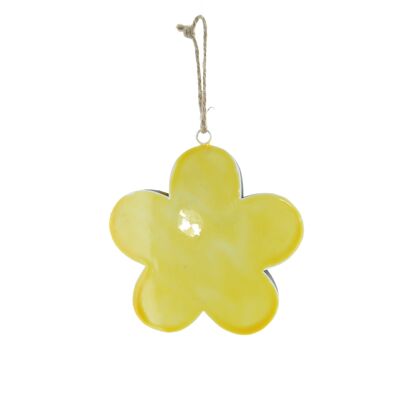 Metal hanger flower, 15 x 1 x 15 cm, yellow, 817458