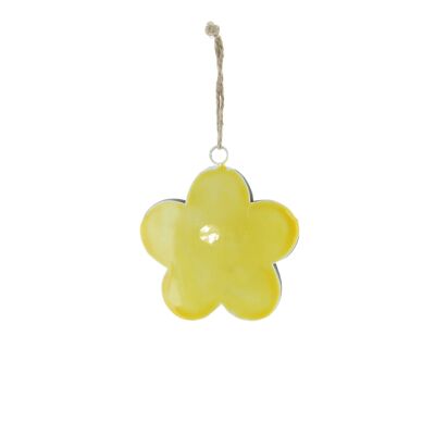 Metal hanger flower, 10 x 1 x 10 cm, yellow, 817465