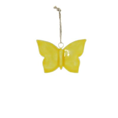 Metal hanger butterfly, 10 x 1 x 7 cm, yellow, 817526