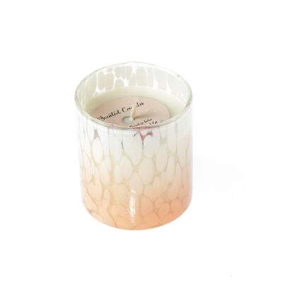 Scented candle in a glass flowery, Ø 8 x 9 cm, orange, 818264