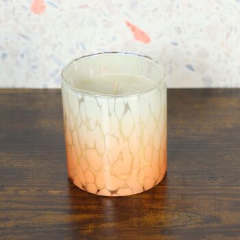 Bougie parfumée dans un verre fleuri, Ø 8 x 9 cm, orange, 818264 2