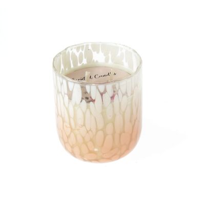 Scented candle in a glass flowery, Ø 9 x 10.5 cm, orange, 818615