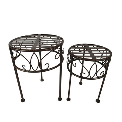 Metal stool Malcesine set of 2, Ø25x33/Ø20x28cm, brown, 818752