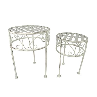 Metall-Hocker Sirmione 2er-Set, Ø25x33/Ø20x28cm, weiß, 818769