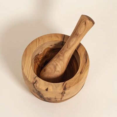 Mortar with pestle in olive wood Ø 10cm