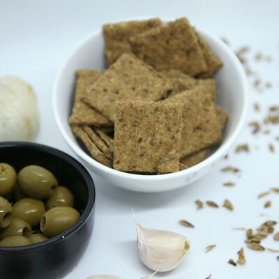 Crackers aux Drêches - Olives vertes et ail vrac 2kg