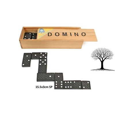 Caja de madera de dominó