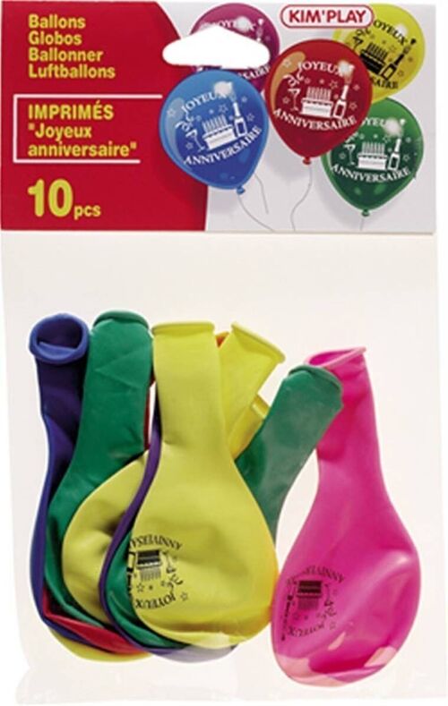 Sachet 10 Ballons Joyeux Anniversaire 