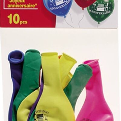 Sachet 10 Ballons Joyeux Anniversaire 