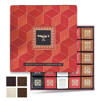 Coffret 50 carrés de chocolat assortis