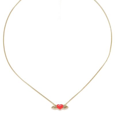 ANGEL HEART   collier coeur volant rouge