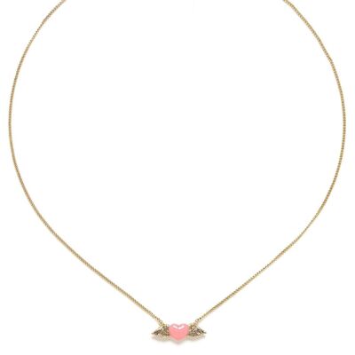 ANGEL HEART pink flying heart necklace