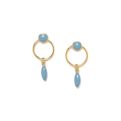 BERRY   boucles d'oreilles poussoir anneau-bleu