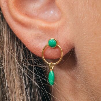 BERRY   boucles d'oreilles poussoir anneau-vert 2
