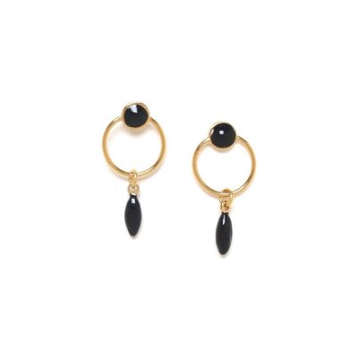 BERRY push ring earrings - black